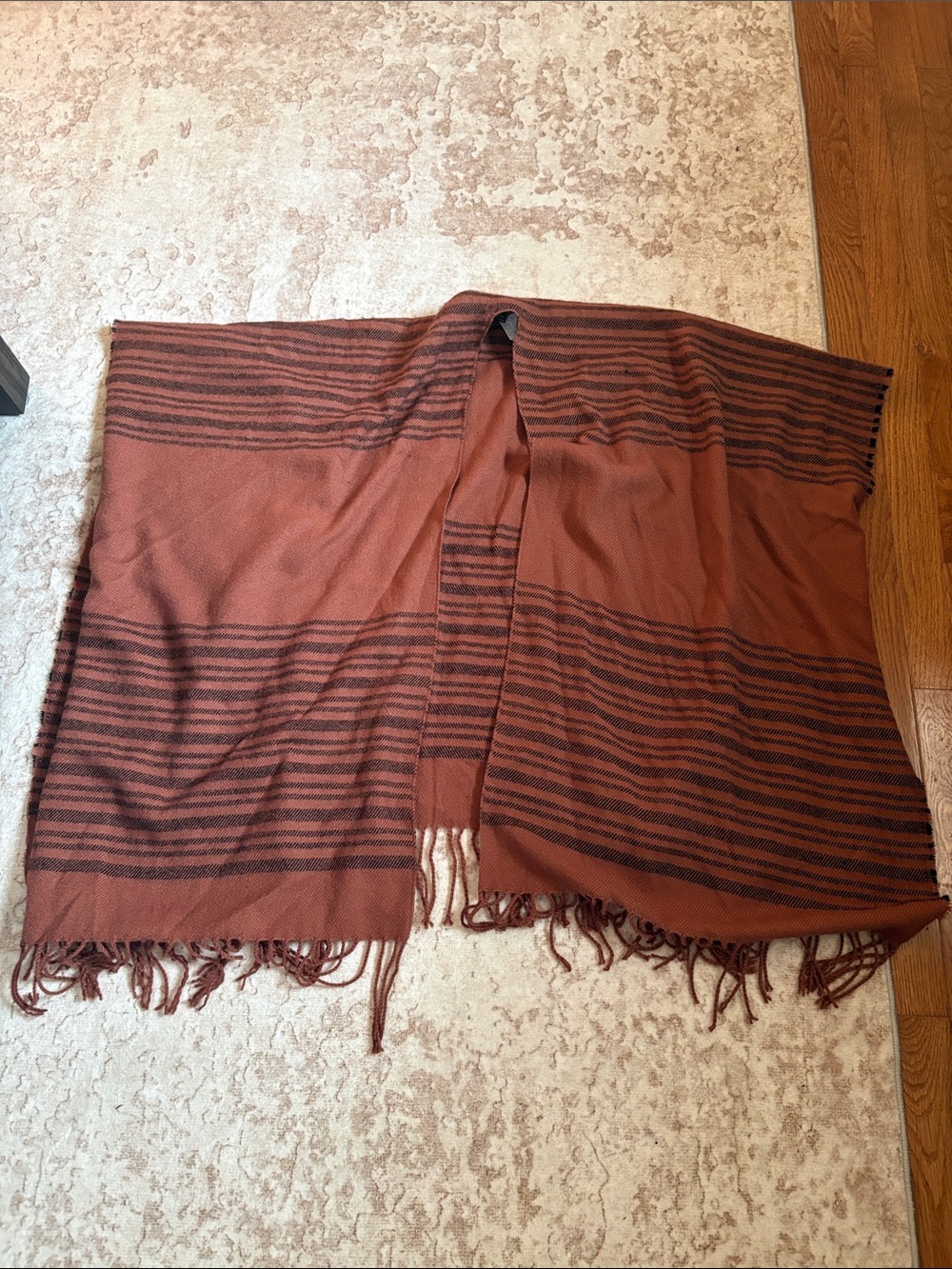 Forever 21 Rust Brown Striped Fringe Tunic